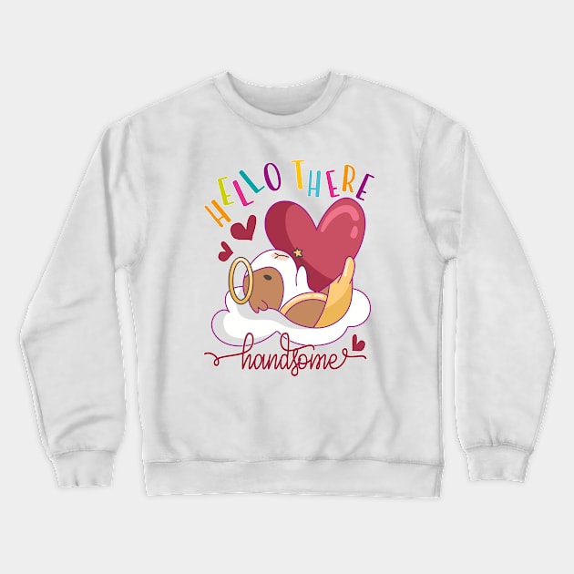 Guinea Pig on Cloud for Valentine's Day or Any Love Occasion Crewneck Sweatshirt by alcoshirts